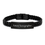 Gifts from Friends and Family for Future Sonographer, Funny Inspirational Quote Interlaced Leather Bracelet with Stainless Steel, Birthday Unique Gifts for Sonographer Students - Image 1