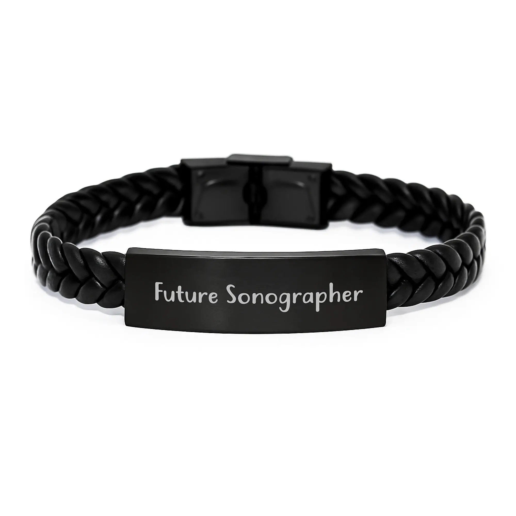 Gifts from Friends and Family for Future Sonographer, Funny Inspirational Quote Interlaced Leather Bracelet with Stainless Steel, Birthday Unique Gifts for Sonographer Students - Image 1
