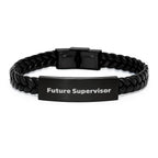 Funny Quote Gifts from Friends to Supervisor Unique Interlaced Leather Bracelet for Men Christmas Unique Gifts for Supervisor