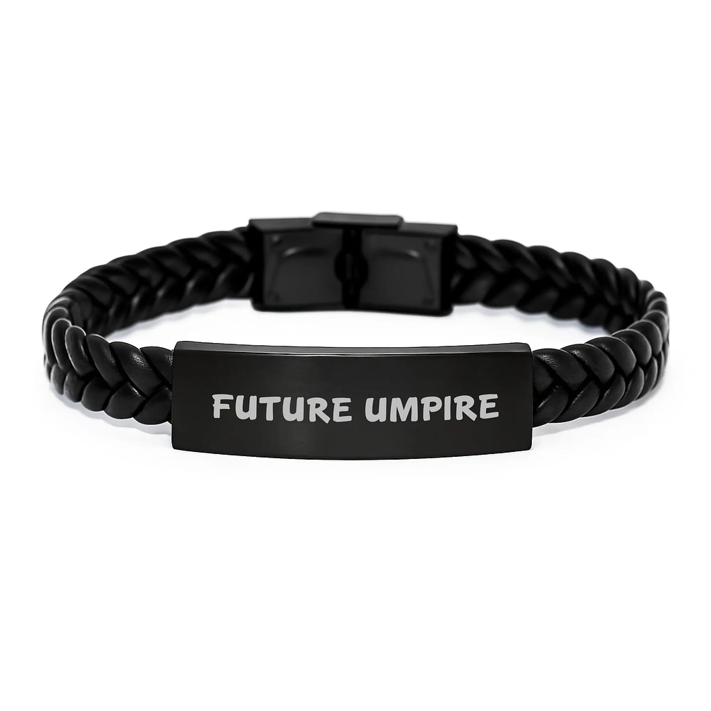 Funny Umpire Gifts from Men for Birthday Unique Umpire Interlaced Leather Bracelet with Inspirational Quote - Image 1