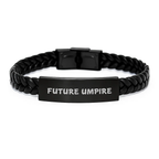 Funny Umpire Gifts from Men for Birthday Unique Umpire Interlaced Leather Bracelet with Inspirational Quote - Image 1