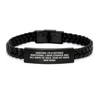 Funny Mortician Gifts, Valentine's Unique Gifts for Mortician Friends, Interlaced Leather Bracelet with Quote - Gifts from Friends and Family