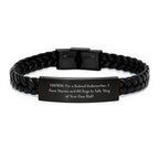 Funny Underwriter Gifts for Men Christmas Unique Interlaced Leather Bracelet with Quote from Retired Underwriter