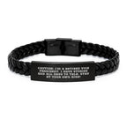 Funny Vice President Gifts: Interlaced Leather Bracelt from Coworkers, Inspirational Quote, Unique Graduation Presents for Men