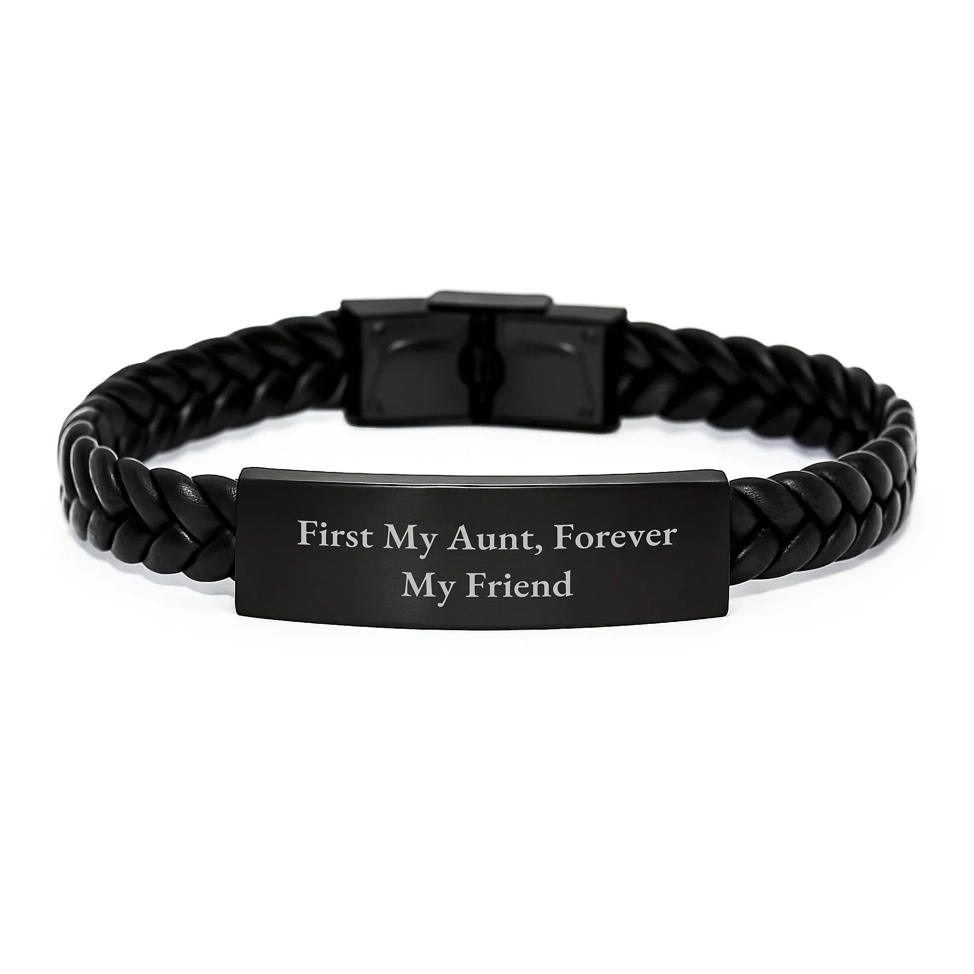 Inspirational Aunt Gifts - First My Aunt, Forever My Friend Interlaced Leather Bracelet, Graduation Unique Gifts from Family