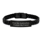 Unique Interlaced Leather Bracelet Gifts from Men to Godmother on Christmas - First My Godmother, Forever My Friend