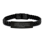 Florida Proud Interlaced Leather Bracelet, 'I Might Not Be Perfect But At Least I Am From Florida' Funny Quote, Gifts from Men to Friends, Unique Birthday Unique Gifts for Women