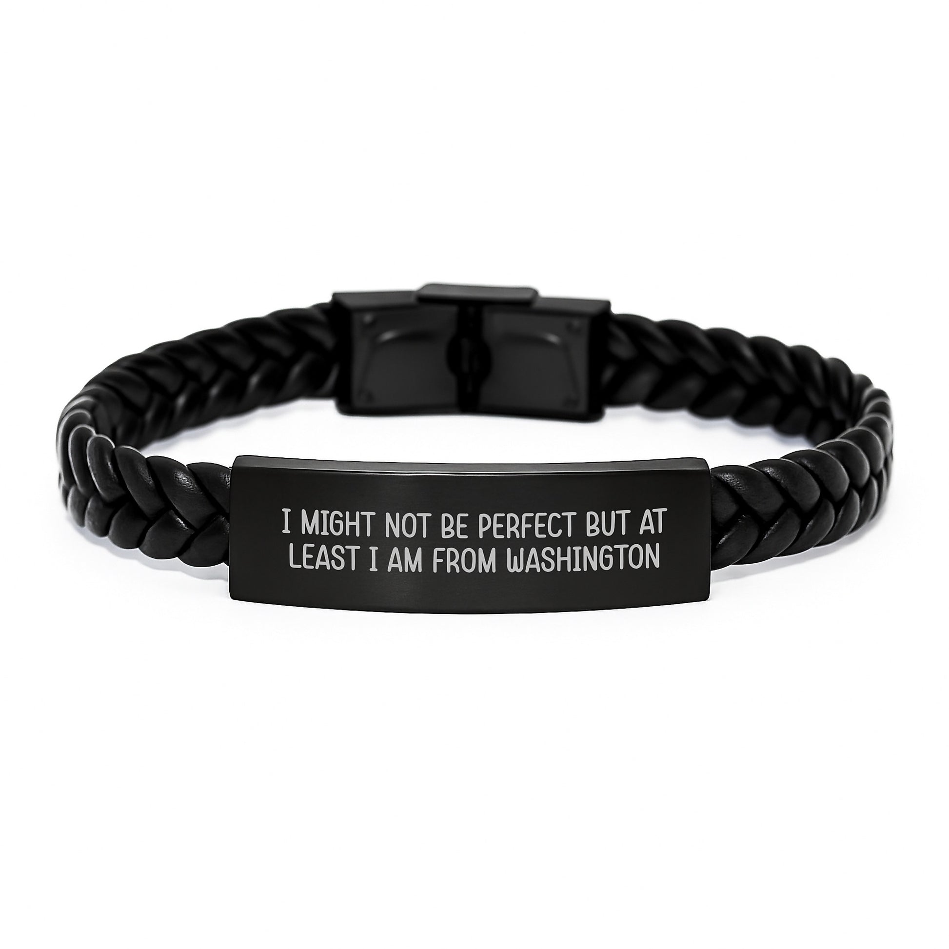 Washington State of Mind Interlaced Leather Bracelet, Inspirational Gifts for Friends from Washington, Birthday Unique Gifts - Image 1
