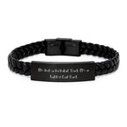 Tabby Cat Dad Interlaced Leather Bracelet Funny Gifts from Men to Tabby Cat, Inspirational Birthday Unique Gifts