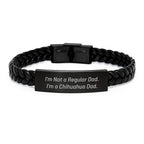 Funny Chihuahua Dog Lover Gifts for Men, Chihuahua Dad Gifts from Family, Unique Christmas Unique Gifts for Friends, Interlaced Leather Bracelet