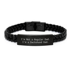 Funny Dachshund Dad Gifts for Men, Dachshund Dog Lovers Unique Christmas Unique Gifts from Dad to Son, Engraved Interlaced Leather Bracelet