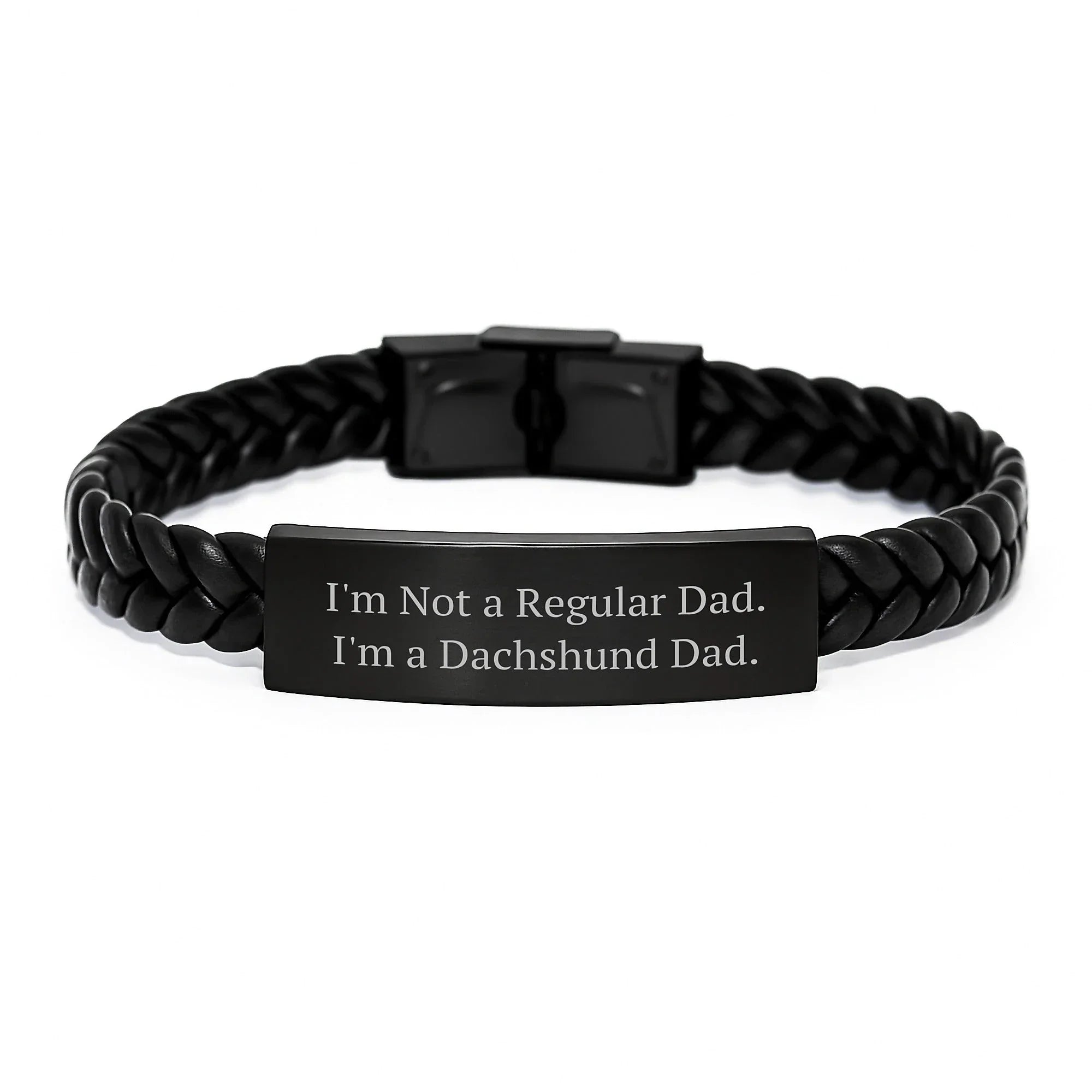 Dachshund Dog Dad Funny Interlaced Leather Bracelet Gifts for Him - Christmas Unique Presents from Dad to Son