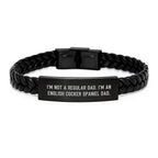 English Cocker Spaniel Dog Gifts for Dad, Funny Interlaced Leather Bracelet, Gift from Dad to Men, Men's Christmas Unique Gift