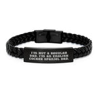 English Cocker Spaniel Dog Dad Gifts for Men, Funny Interlaced Leather Bracelet, Christmas Unique Presents, Gifts from Dad, for English Cocker Spaniel Dog Lovers