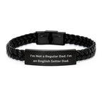 English Setter Dad Gifts for Men Interlaced Leather Bracelet Stainless Steel Christmas Unique Presents from Family