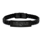 English Setter Dad Gifts, Funny Quote Leather Bracelet, Christmas Unique Presents for Men, Interlaced Leather Cuff, Durable Stainless Steel, Gift from Dad