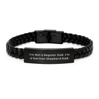 Funny German Shepherd Dad Interlaced Leather Bracelet Gifts for Men from Family this Christmas
