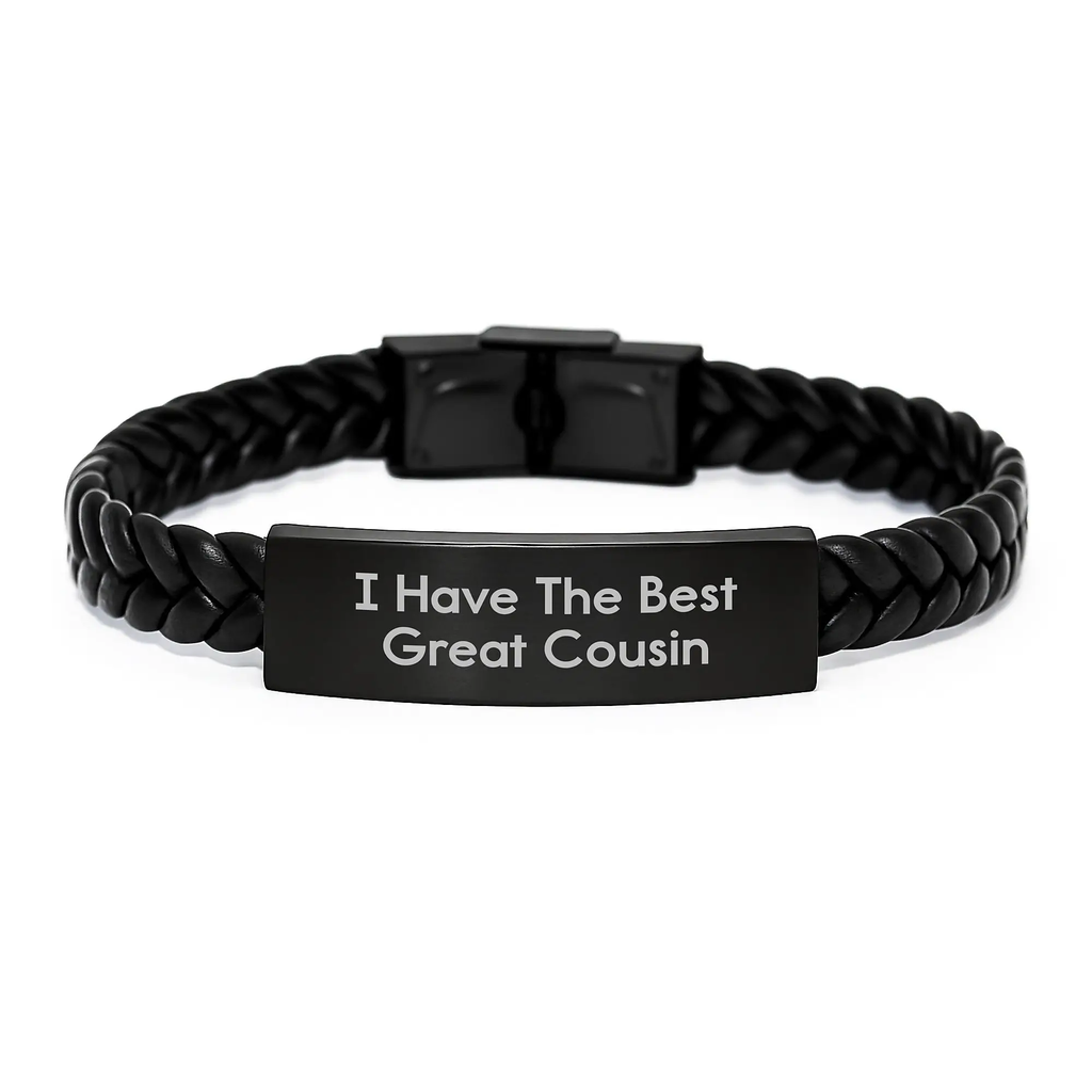 Funny Cousin Gifts from Men - Great Cousin Interlaced Leather Bracelet, Stainless Steel & PU Leather, Mother's Day Unique Present for Cousin, Best Sister Gifts - Image 1
