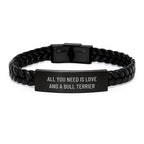 Bull Terrier Dog Lover Funny Quote Interlaced Leather Bracelet Gifts from Men to Friends for Valentine's