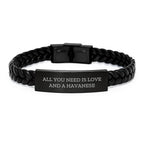 Havanese Dog Lovers Gifts for Men Women Friends Family - All You Need Is Love And A Havanese Interlaced Leather Bracelet for Graduation Unique Gifts from Friends to Family