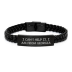 Funny Georgia Quotes on Interlaced Leather Bracelet, Gifts from Georgia, for Men - Valentine's Unique Gifts