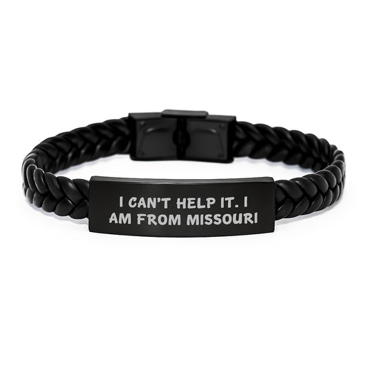 Missouri Christmas Unique Gift Ideas - Funny Interlaced Leather Bracelet for Friends, Family, and Coworkers from Missouri - Image 1