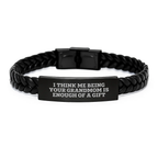 Grandmom Keepsake Interlaced Leather Bracelet for Him Birthday Gift - Image 1