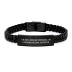 Funny Stepsister Gifts - 'I'm Not A Regular Stepsister. I'm A F--king Awesome Stepsister.' Interlaced Leather Bracelet, Birthday Unique Gifts from Friends to Stepsister