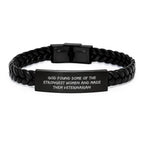 Funny Veterinarian Gifts from Friends for Women - Interlaced Leather Bracelet, God Found Some Of The Strongest Women And Made Them Veterinarian, Christmas Unique Presents