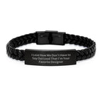 Funny Designer Gifts from Friends for Men, Unique Interlaced Leather Bracelet, Stainless Steel and PU Leather Christmas Unique Gifts