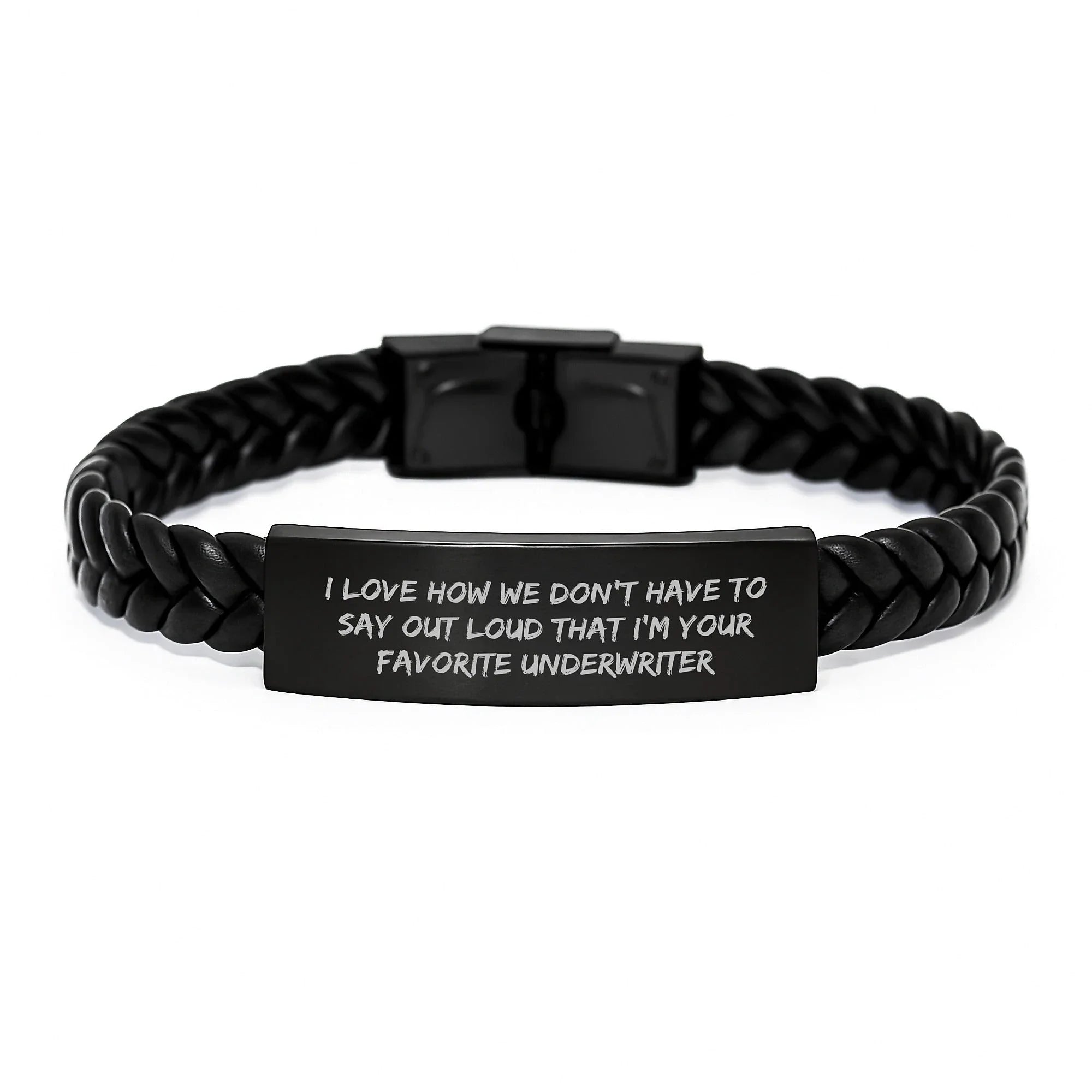 Funny Underwriter Gifts, Interlaced Leather Bracelet, Christmas Unique for Men from Friend, Favorite Underwriter Quote Engraved Stainless Steel PU Leather