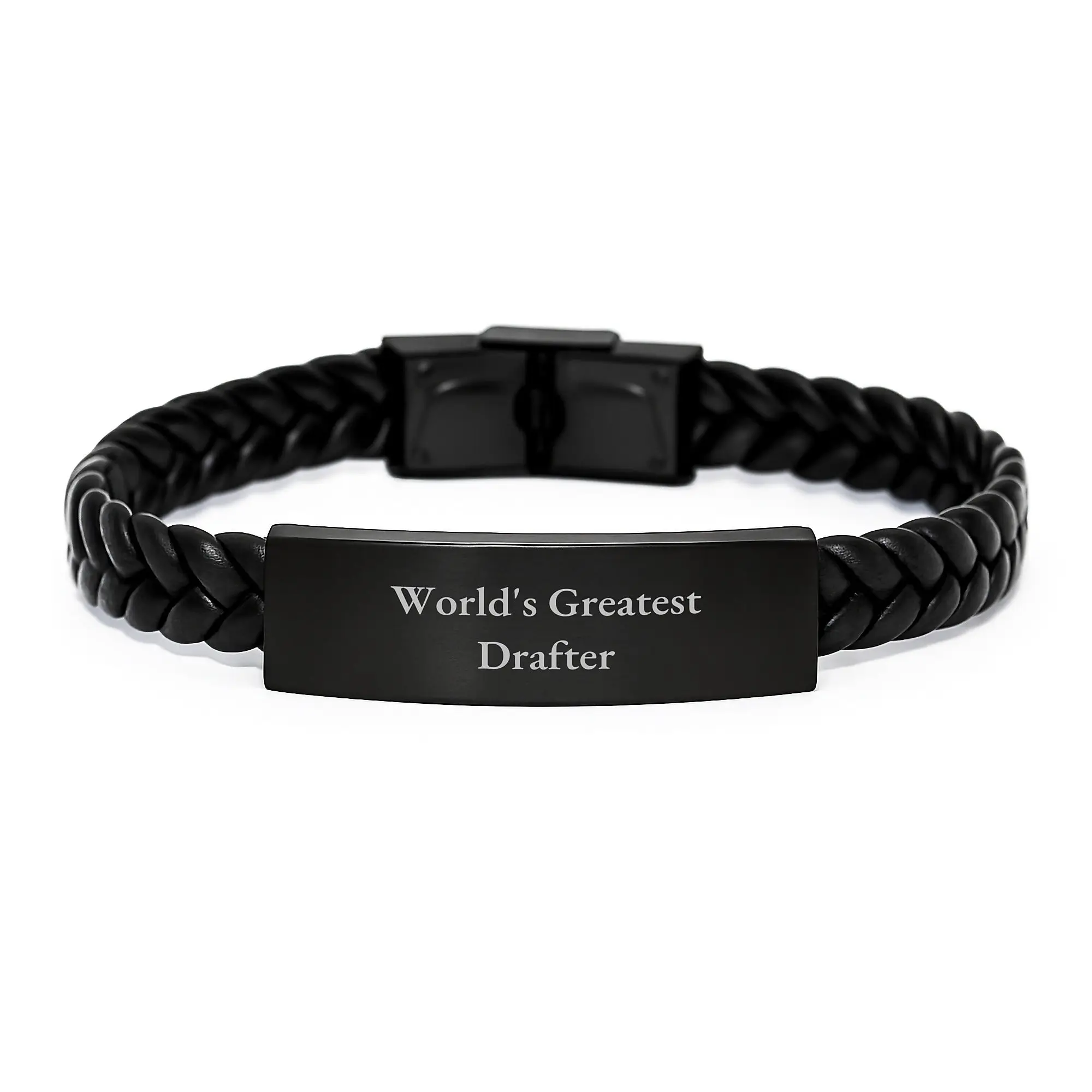 World's Greatest Drafter Funny Quote Interlaced Leather Bracelet Gifts for Drafter Men, Birthday Unique Gifts from Friends - Image 1