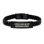 Funny Mortician Gifts from Men for Mortician Friends with Interlaced Leather Bracelet Coffee Quote Christmas Unique Gifts