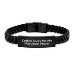 Funny Mortician Gifts for Men, Mortician Interlaced Leather Bracelet with Stainless Steel, Gifts from Friends to Mortician, Christmas Unique Presents