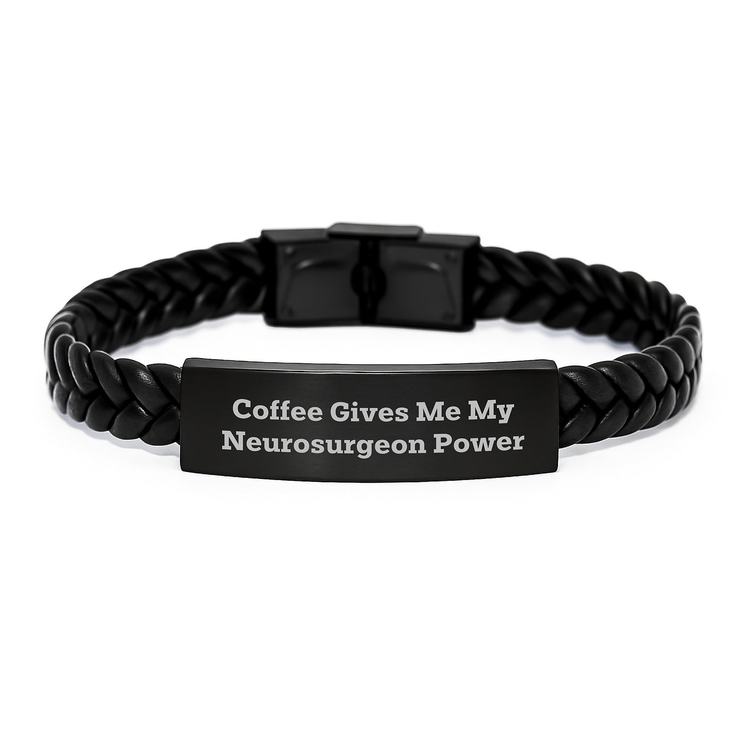 Funny Neurosurgeon Gifts from Men to Neurosurgeon, Interlaced Leather Bracelet for Men, Coffee Gives Me My Power - Unique Christmas Unique Gifts for Neurosurgeon - Image 1