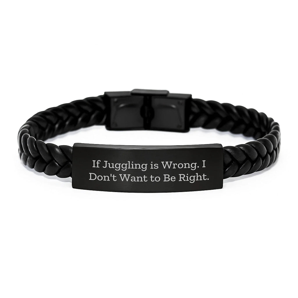 Funny Juggling Gifts for Men, Women, Friends, Coworkers, Family - Interlaced Leather Bracelet, Christmas Unique Presents