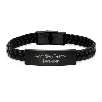 Smart Sexy Talented Developer Birthday Unique Gifts Interlaced Leather Bracelet - 'You're a Smart Sexy Talented Developer' Quote from Gifts from Men to Developer - Image 1