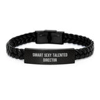 Smart Sexy Talented Director Birthday Unique Gift Ideas, Interlaced Leather Bracelet for Men, Funny Quote 'Smart Sexy Talented Director' Gifts from Friends, Gifts for Birthday