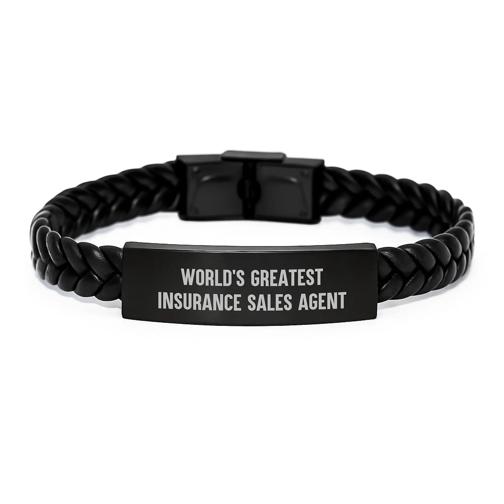 Funny Insurance Sales Agent Gifts for Mom - World's Greatest Interlaced Leather Bracelet, Gifts from Mom to Insurance Sales Agent, Mother's Day Unique Gifts - Image 1