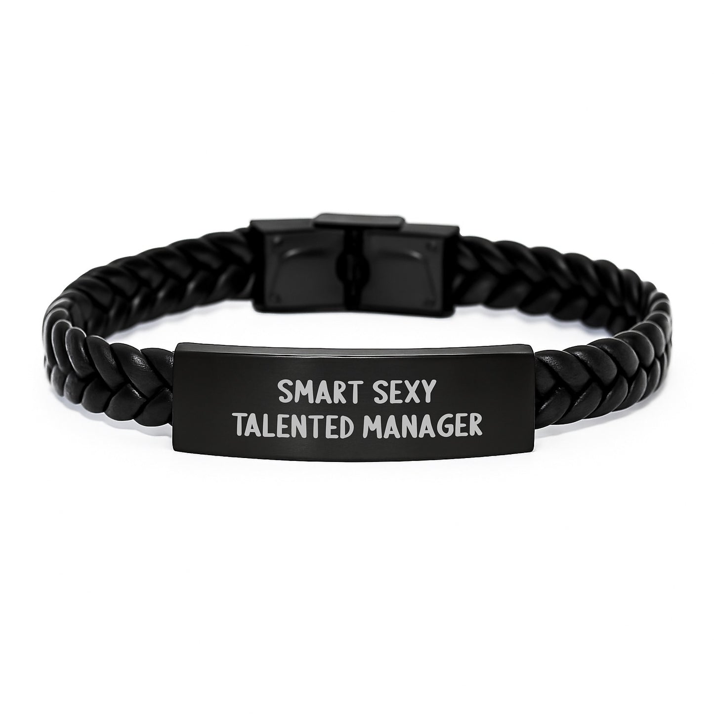 Fun Inspirational Gifts for Smart Sexy Talented Manager - Interlaced Leather Bracelet, Christmas Unique Presents for Men, Friends, Family - Image 1
