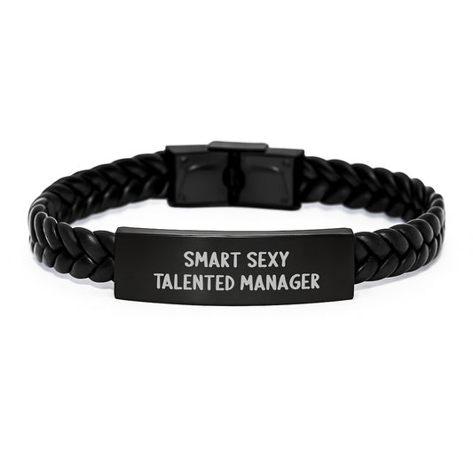 Fun Inspirational Gifts for Smart Sexy Talented Manager - Interlaced Leather Bracelet, Christmas Unique Presents for Men, Friends, Family - Image 1