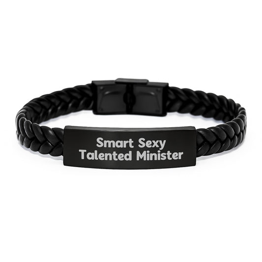 Funny Inspirational Minister Gifts from Men for Minister - Interlaced Leather Bracelet, Christmas Unique Gifts - Image 1