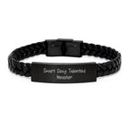 Smart Sexy Talented Minister Gifts from Friends Unique Interlaced Leather Bracelet with Funny Quote, Christmas Unique Gifts for Minister, Men, Women, Coworkers