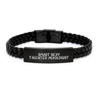 Smart Sexy Talented Mixologist Christmas Unique Gift Ideas - Mixologist Leather Cuff Bracelet for Friends Family Coworkers - Funny Quote Interlaced Leather Bracelet