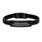 Funny Landscape Architect Quote Interlaced Leather Bracelet Gifts from Friends for Women, Valentine's Unique Gifts, World's Greatest Landscape Architect Style Leather Cuff - Image 1
