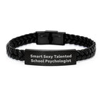 Graduation Unique Gifts for School Psychologist, 'Smart Sexy Talented' Interlaced Leather Bracelet for Women, Gifts from Friends and Family - Image 1