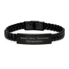Smart Sexy Talented Sonographer Gifts for Him Her Friends Coworkers Family - Interlaced Leather Bracelet for Graduation