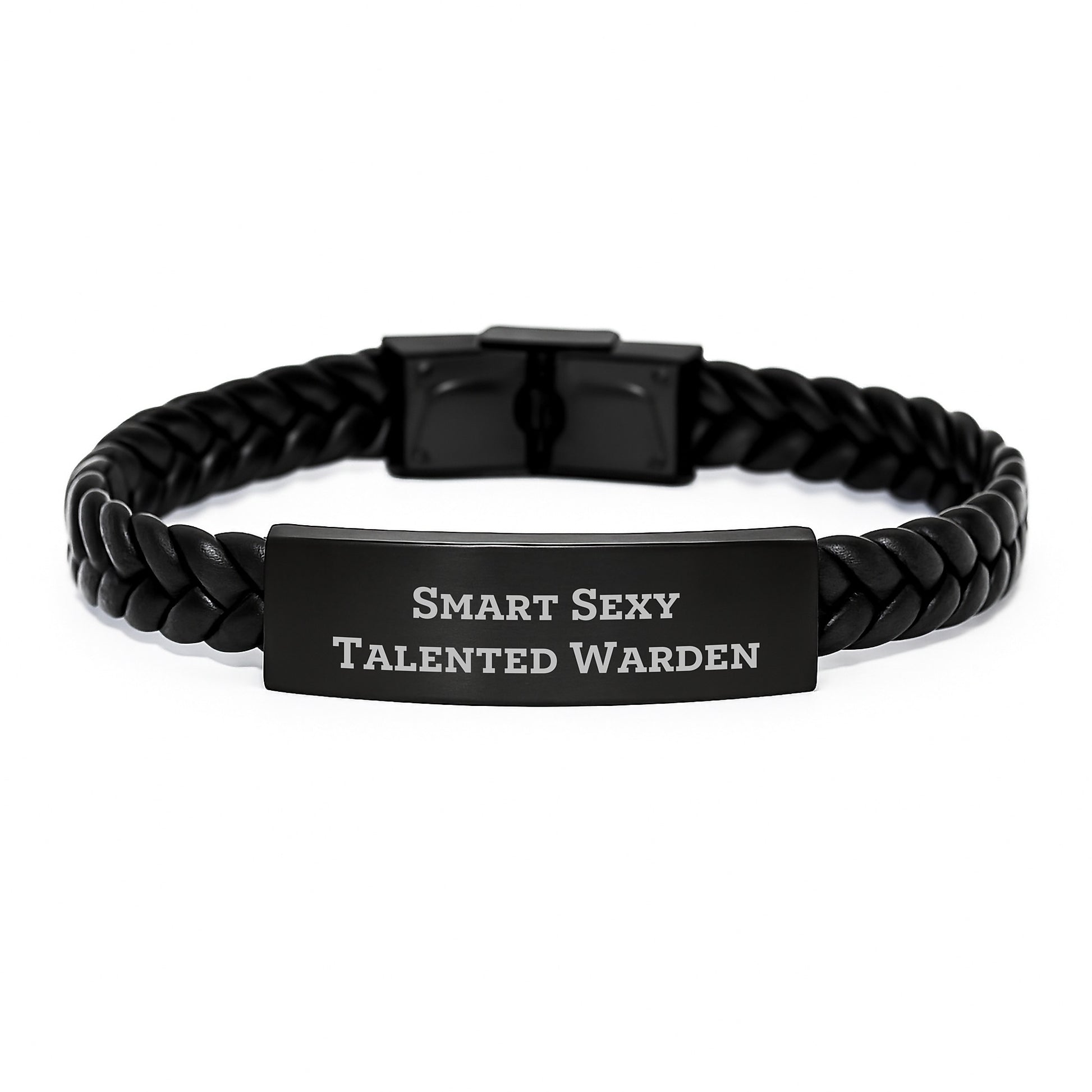Smart Sexy Talented Warden Birthday Unique Gift Ideas, Interlaced Leather Warden Wristband, Funny Quote 'Smart Sexy Talented', Gifts from Friends for Warden, Birthday Unique Gift - Image 1