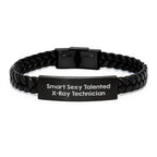 X-Ray Technician Gifts, Funny Quote Interlaced Leather Bracelet, Gifts from Friends for Men, Unique Graduation Presents for X-Ray Technician