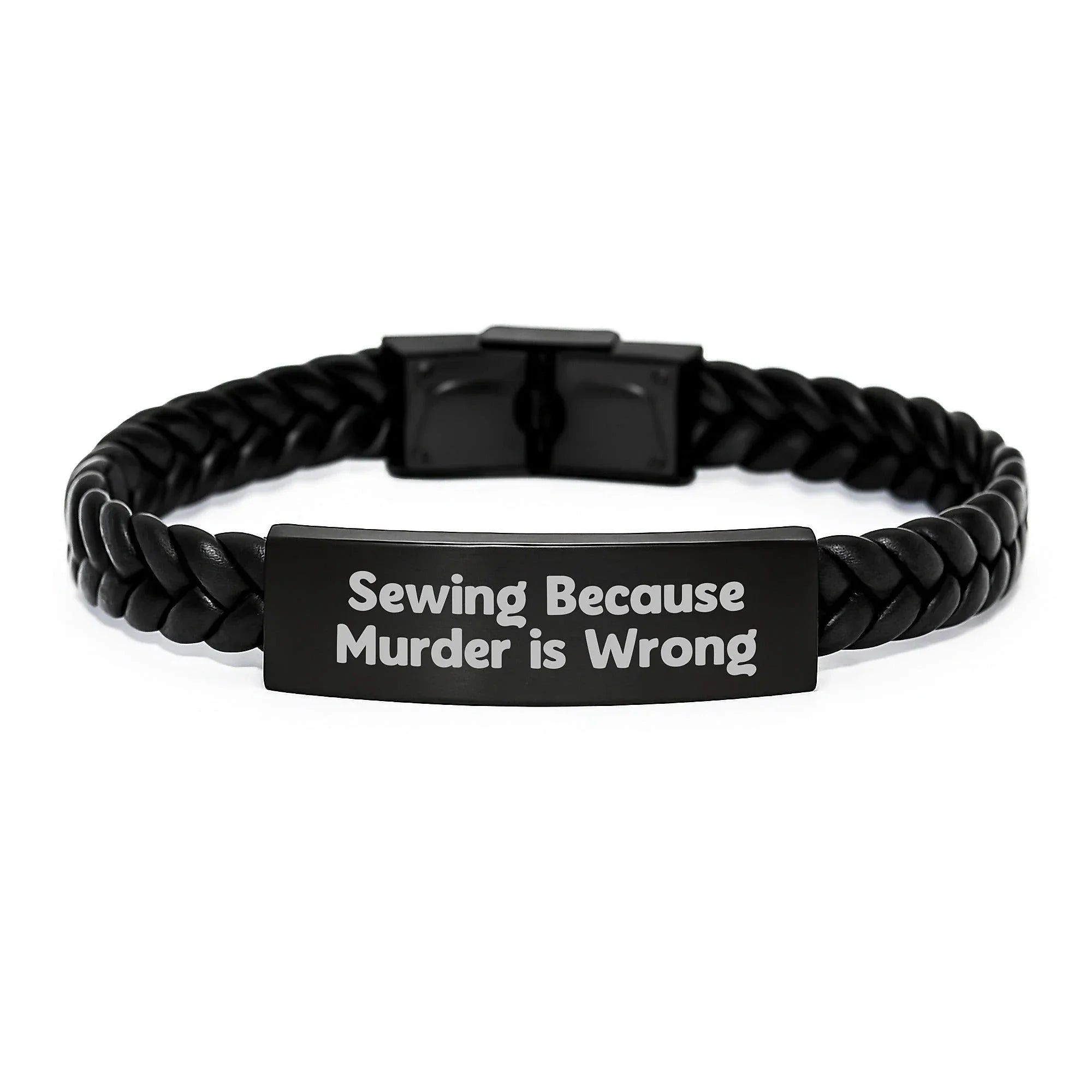 Sewing Gifts for Friends, Women, Coworkers, and Family - Interlaced Leather Wrap from 'Sewing Because Murder Is Wrong' Quote, Graduation Unique Gifts